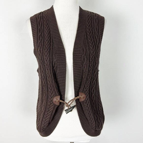 Y2K Chaps Cable Knit Sweater Vest Equestrian Country Western Size Large Women's - Picture 1 of 5